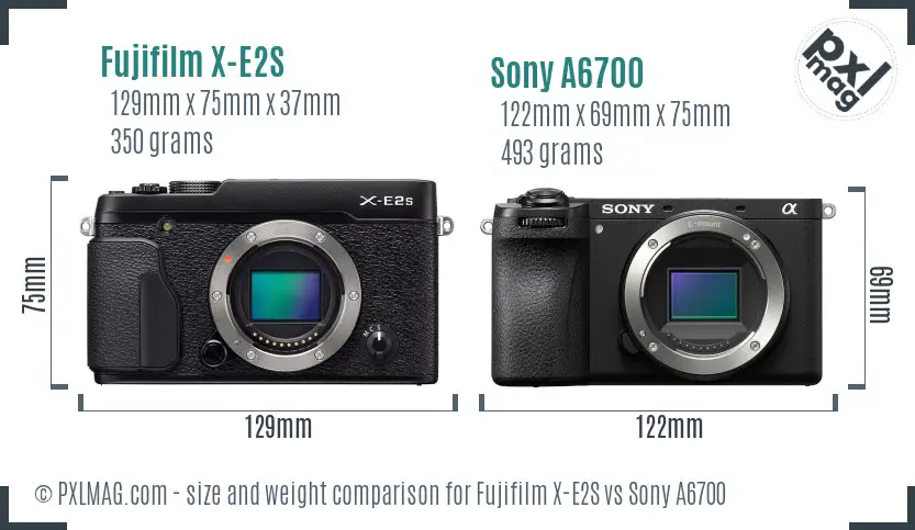 Fujifilm X-E2S vs Sony A6700 size comparison