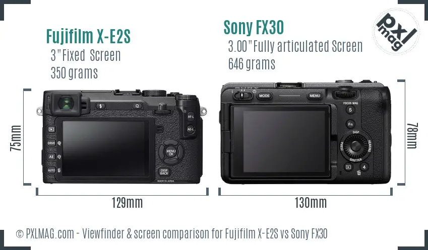 Fujifilm X-E2S vs Sony FX30 Screen and Viewfinder comparison Fujifilm X-E2S vs Sony FX30 Screen and Viewfinder comparison