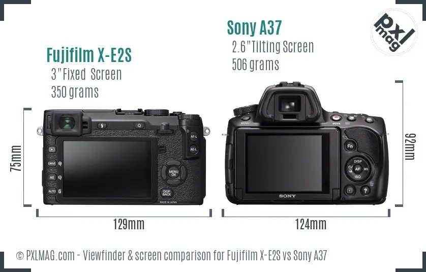 Fujifilm X-E2S vs Sony A37 Screen and Viewfinder comparison