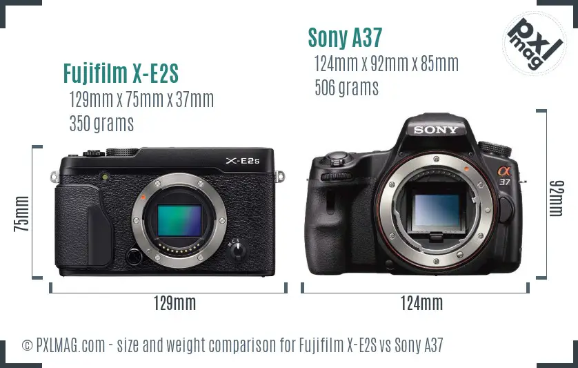 Fujifilm X-E2S vs Sony A37 size comparison