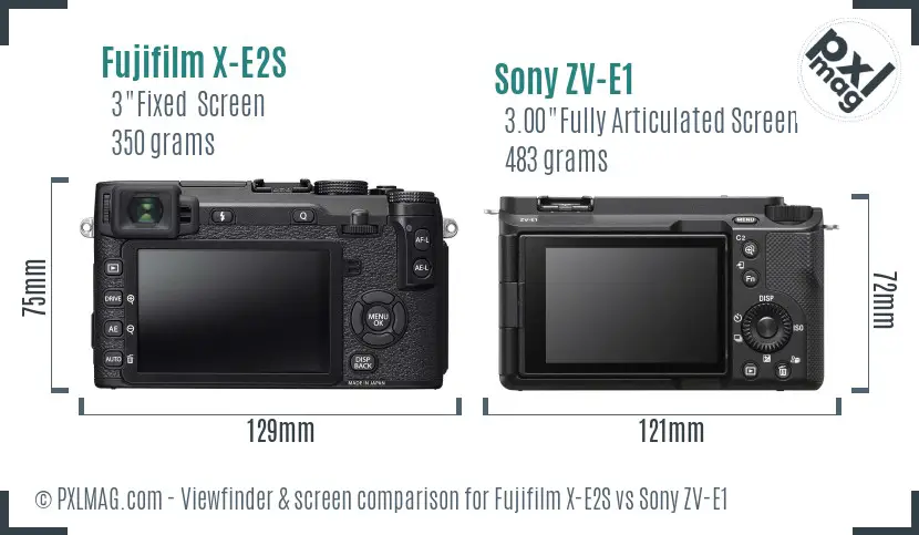 Fujifilm X-E2S vs Sony ZV-E1 Screen and Viewfinder comparison