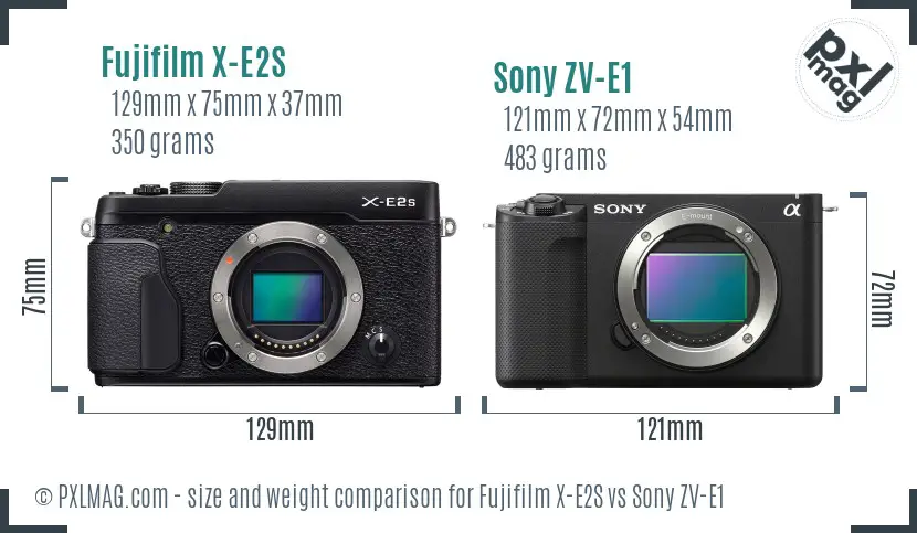 Fujifilm X-E2S vs Sony ZV-E1 size comparison