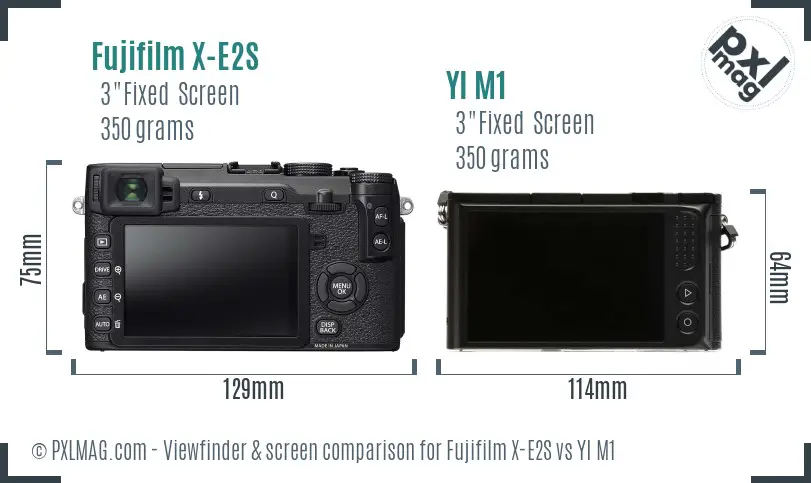 Fujifilm X-E2S vs YI M1 Screen and Viewfinder comparison