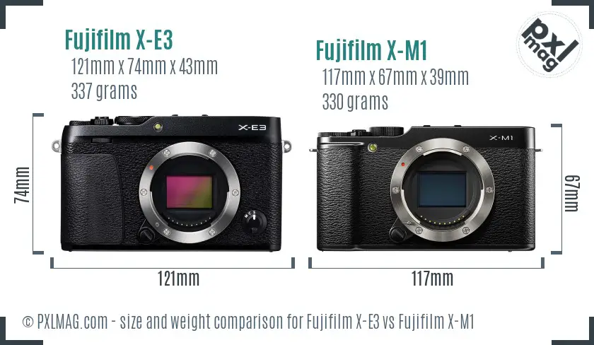 Fujifilm X-E3 vs Fujifilm X-M1 size comparison