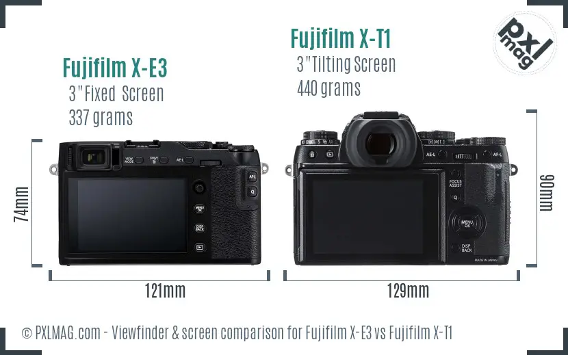 Fujifilm X-E3 vs Fujifilm X-T1 Screen and Viewfinder comparison Fujifilm X-E3 vs Fujifilm X-T1 Screen and Viewfinder comparison