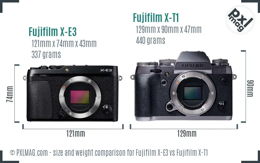 Fujifilm X-E3 vs Fujifilm X-T1 size comparison Fujifilm X-E3 vs Fujifilm X-T1 size comparison