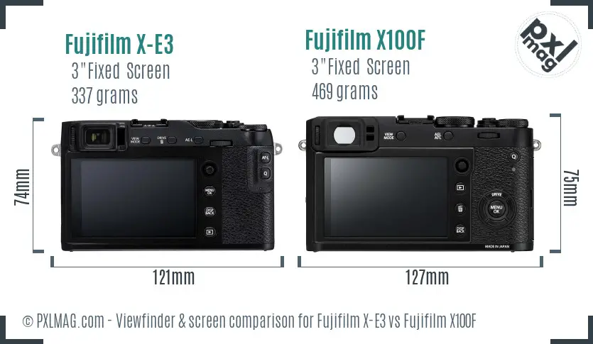 Fujifilm X-E3 vs Fujifilm X100F Screen and Viewfinder comparison Fujifilm X-E3 vs Fujifilm X100F Screen and Viewfinder comparison