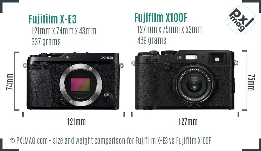 Fujifilm X-E3 vs Fujifilm X100F size comparison Fujifilm X-E3 vs Fujifilm X100F size comparison