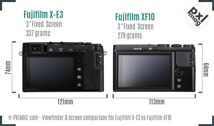 Fujifilm X-E3 vs Fujifilm XF10 Screen and Viewfinder comparison