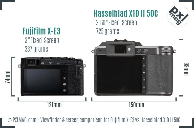 Fujifilm X-E3 vs Hasselblad X1D II 50C Screen and Viewfinder comparison Fujifilm X-E3 vs Hasselblad X1D II 50C Screen and Viewfinder comparison