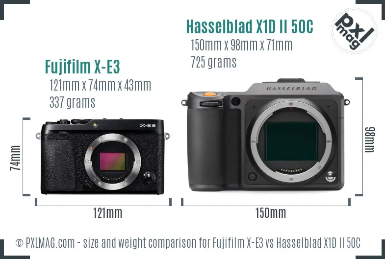 Fujifilm X-E3 vs Hasselblad X1D II 50C size comparison Fujifilm X-E3 vs Hasselblad X1D II 50C size comparison