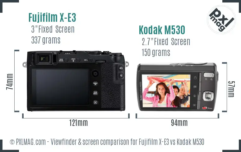 Fujifilm X-E3 vs Kodak M530 Screen and Viewfinder comparison