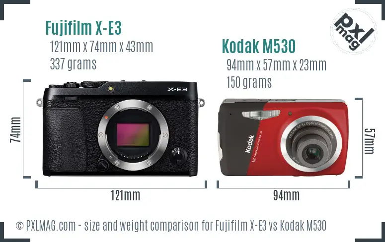 Fujifilm X-E3 vs Kodak M530 size comparison