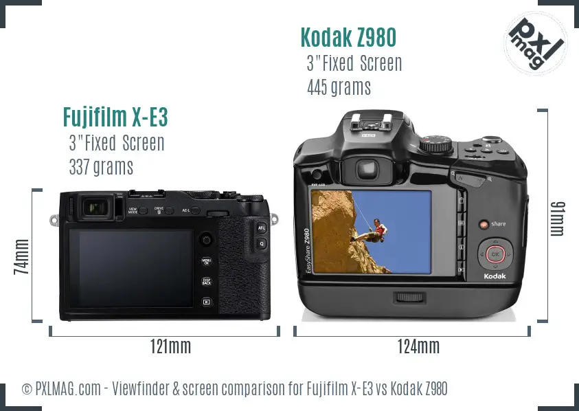 Fujifilm X-E3 vs Kodak Z980 Screen and Viewfinder comparison