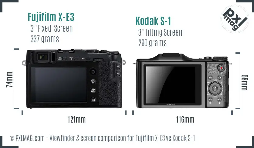 Fujifilm X-E3 vs Kodak S-1 Screen and Viewfinder comparison