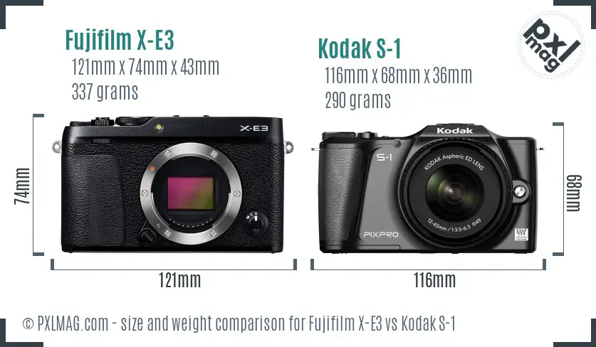 Fujifilm X-E3 vs Kodak S-1 size comparison