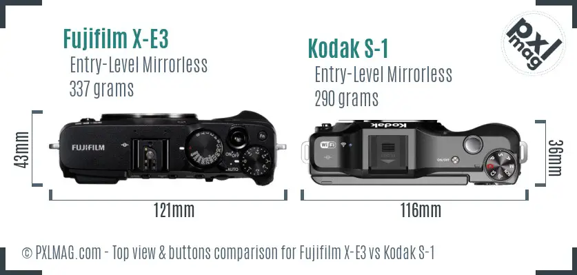 Fujifilm X-E3 vs Kodak S-1 top view buttons comparison