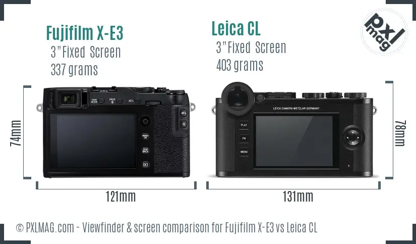 Fujifilm X-E3 vs Leica CL Screen and Viewfinder comparison