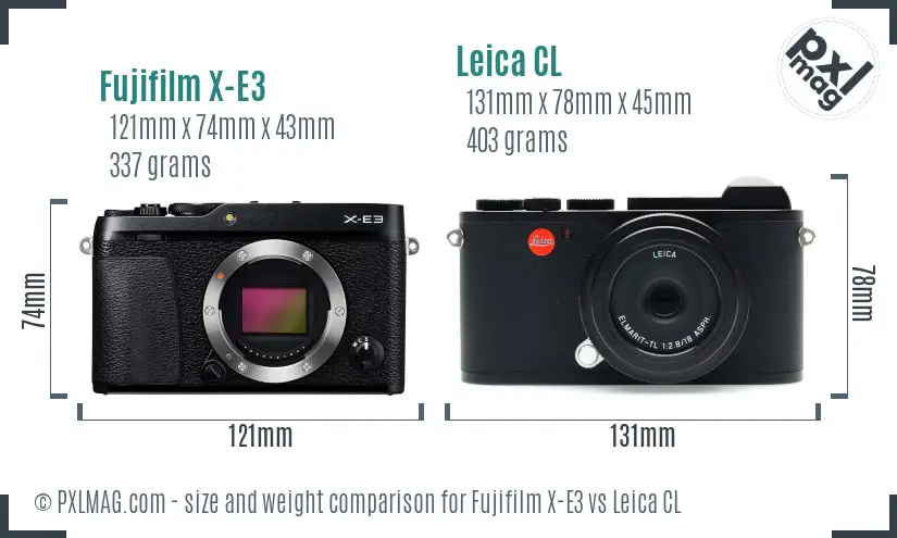 Fujifilm X-E3 vs Leica CL size comparison