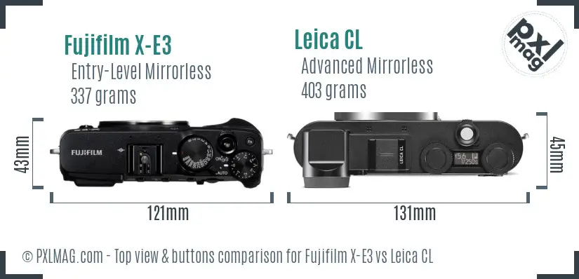 Fujifilm X-E3 vs Leica CL top view buttons comparison