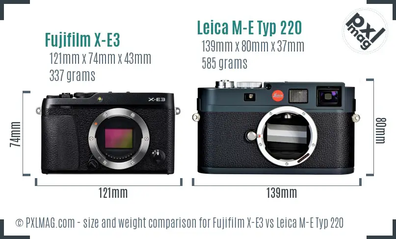 Fujifilm X-E3 vs Leica M-E Typ 220 size comparison