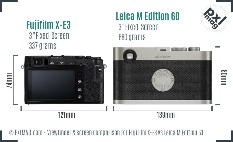 Fujifilm X-E3 vs Leica M Edition 60 Screen and Viewfinder comparison