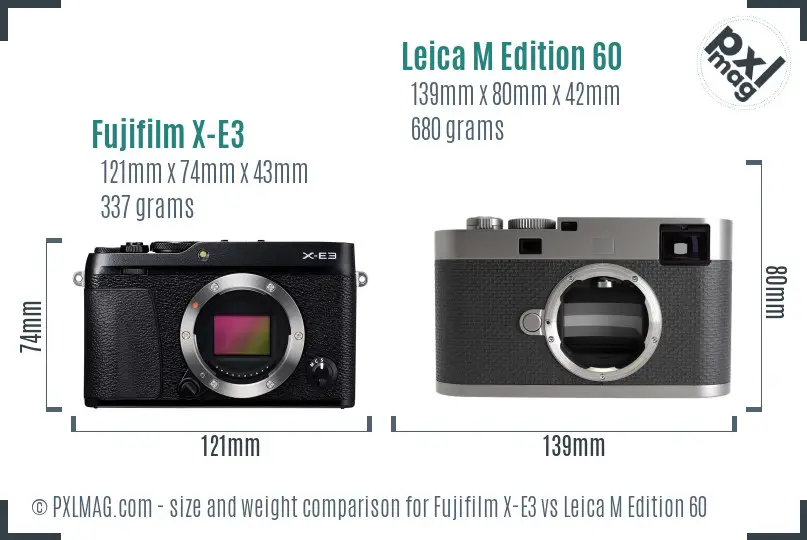 Fujifilm X-E3 vs Leica M Edition 60 size comparison