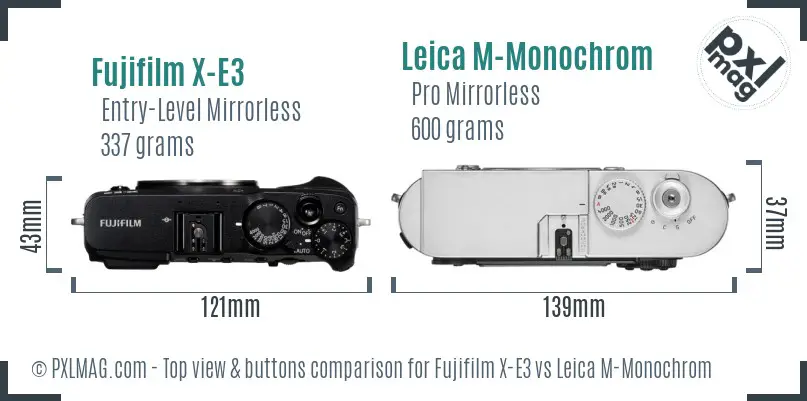 Fujifilm X-E3 vs Leica M-Monochrom top view buttons comparison