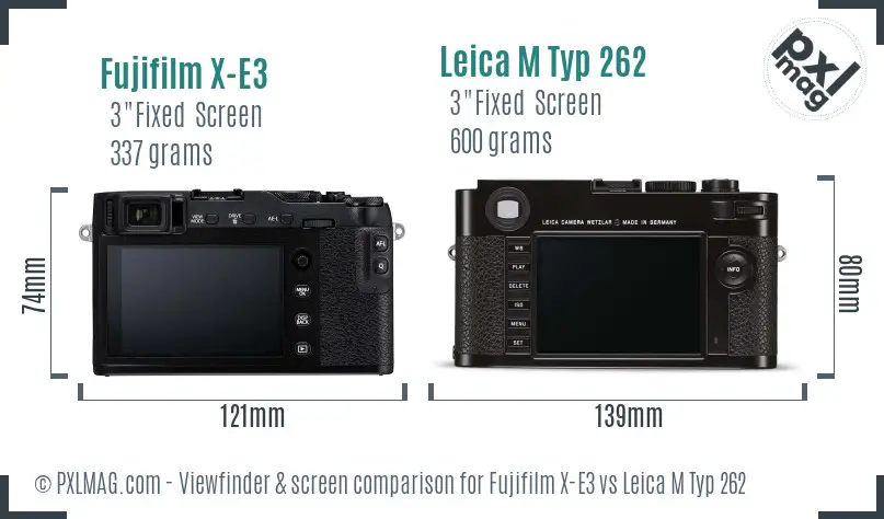 Fujifilm X-E3 vs Leica M Typ 262 Screen and Viewfinder comparison