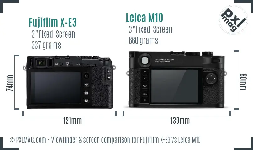 Fujifilm X-E3 vs Leica M10 Screen and Viewfinder comparison