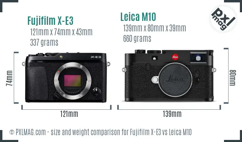 Fujifilm X-E3 vs Leica M10 size comparison