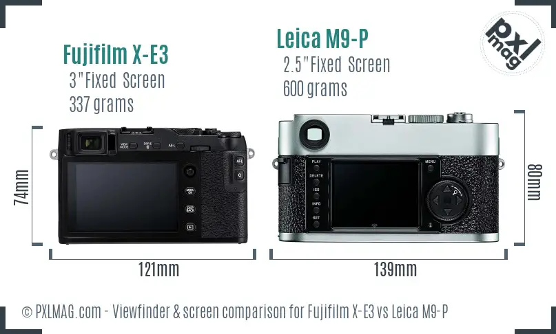 Fujifilm X-E3 vs Leica M9-P Screen and Viewfinder comparison