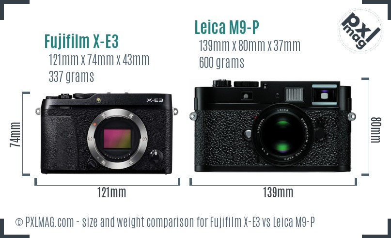 Fujifilm X-E3 vs Leica M9-P size comparison