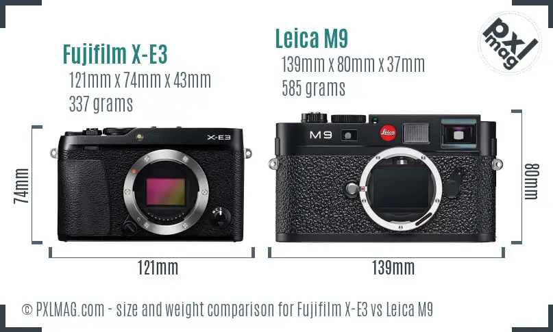 Fujifilm X-E3 vs Leica M9 size comparison