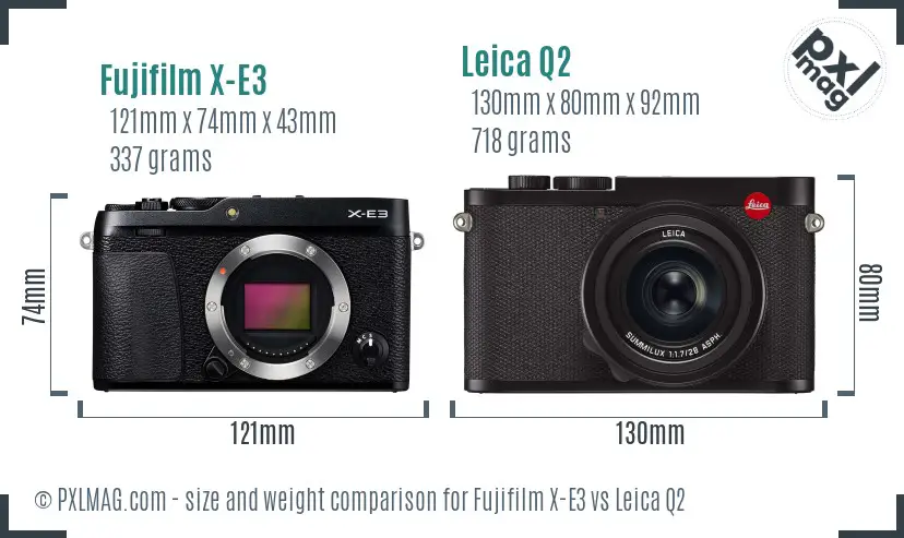 Fujifilm X-E3 vs Leica Q2 size comparison