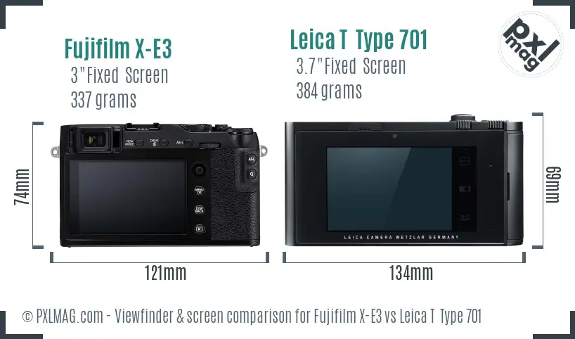 Fujifilm X-E3 vs Leica T  Type 701 Screen and Viewfinder comparison