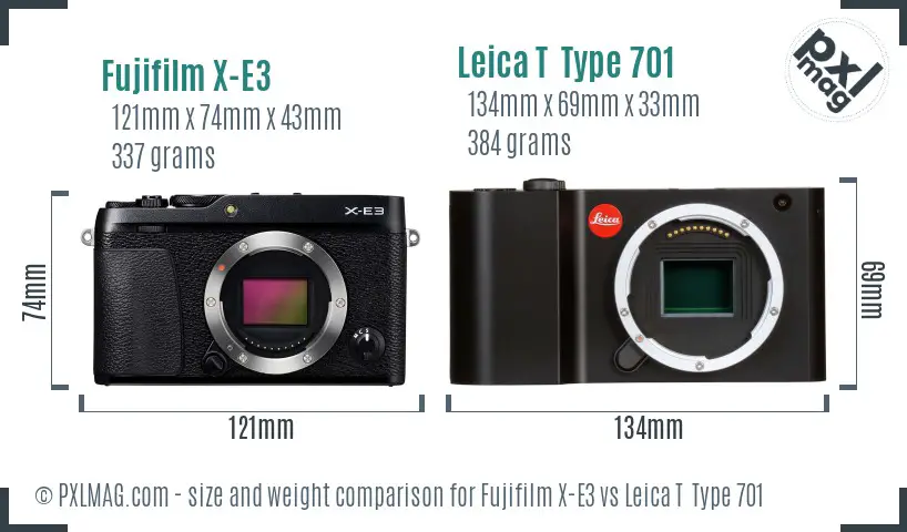 Fujifilm X-E3 vs Leica T  Type 701 size comparison