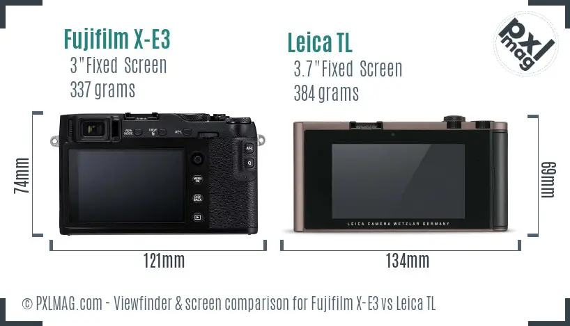 Fujifilm X-E3 vs Leica TL Screen and Viewfinder comparison