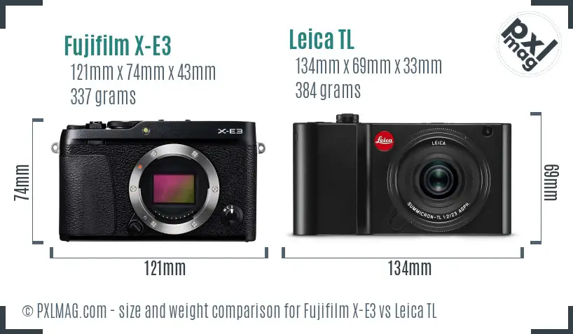 Fujifilm X-E3 vs Leica TL size comparison