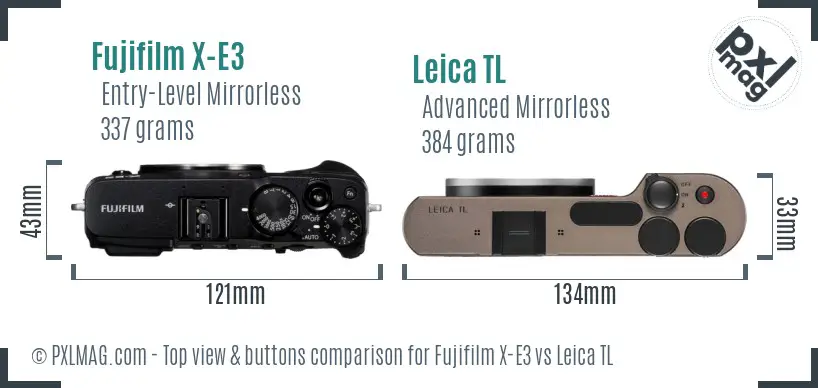 Fujifilm X-E3 vs Leica TL top view buttons comparison