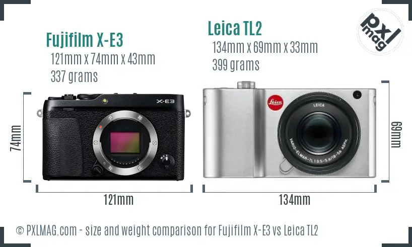 Fujifilm X-E3 vs Leica TL2 size comparison
