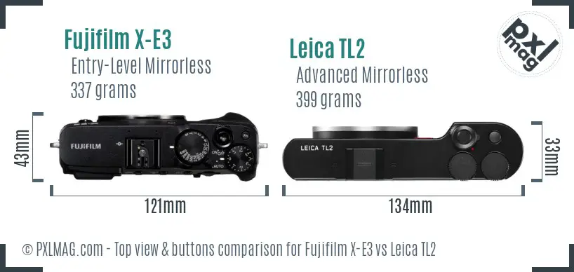 Fujifilm X-E3 vs Leica TL2 top view buttons comparison
