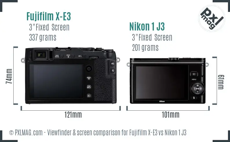 Fujifilm X-E3 vs Nikon 1 J3 Screen and Viewfinder comparison
