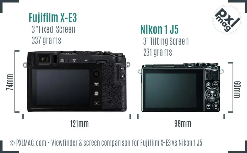 Fujifilm X-E3 vs Nikon 1 J5 Screen and Viewfinder comparison