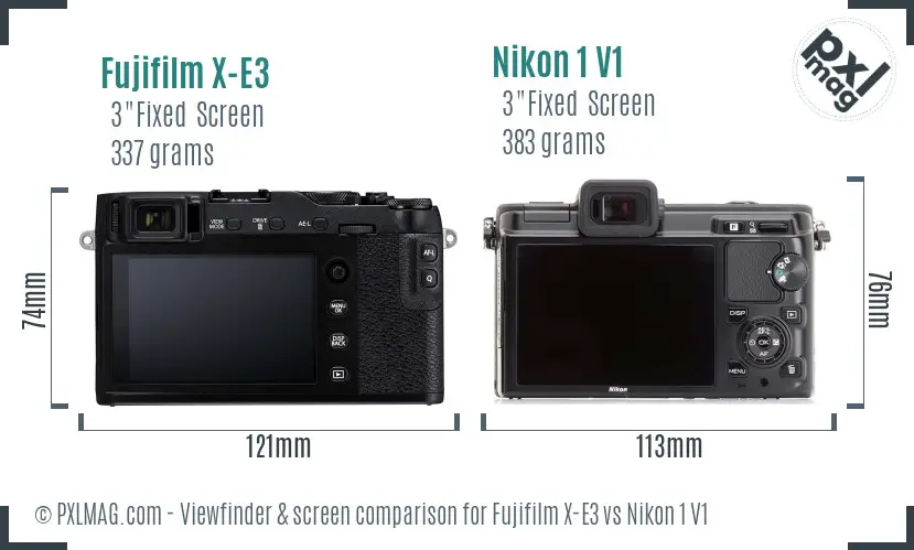 Fujifilm X-E3 vs Nikon 1 V1 Screen and Viewfinder comparison