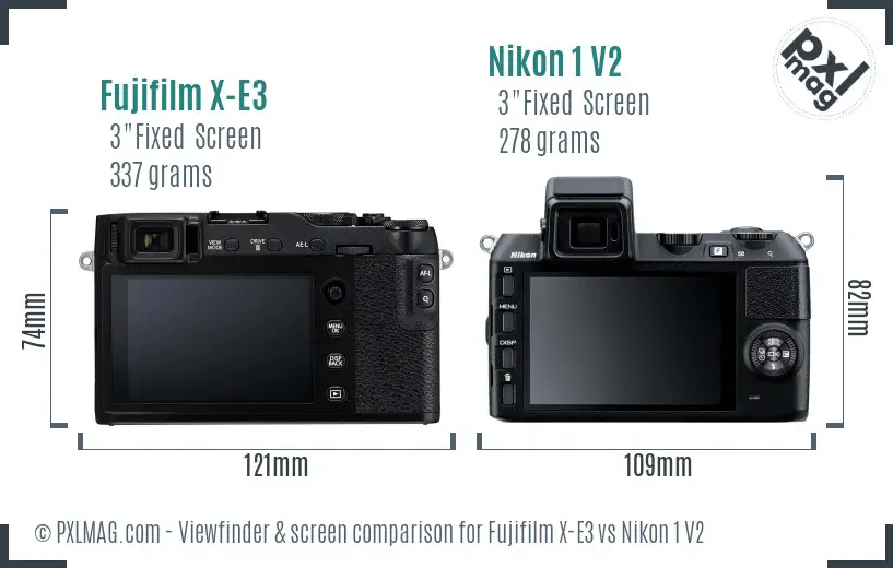 Fujifilm X-E3 vs Nikon 1 V2 Screen and Viewfinder comparison Fujifilm X-E3 vs Nikon 1 V2 Screen and Viewfinder comparison