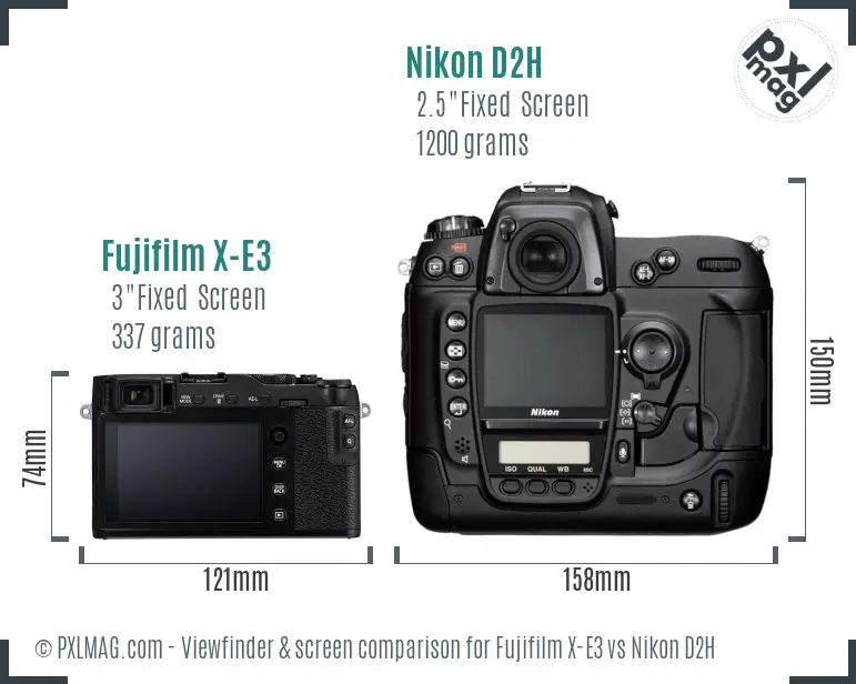 Fujifilm X-E3 vs Nikon D2H Screen and Viewfinder comparison
