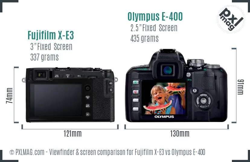 Fujifilm X-E3 vs Olympus E-400 Screen and Viewfinder comparison