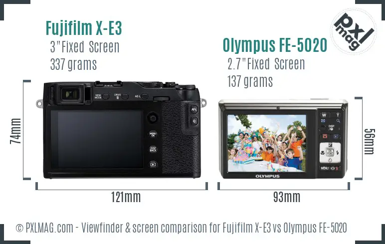 Fujifilm X-E3 vs Olympus FE-5020 Screen and Viewfinder comparison