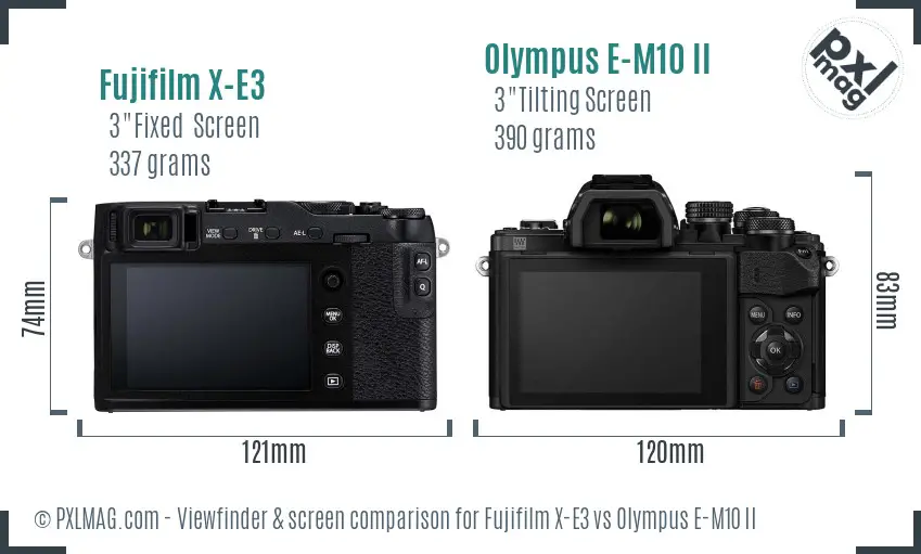 Fujifilm X-E3 vs Olympus E-M10 II Screen and Viewfinder comparison